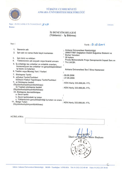 İş Deneyim Belgesi A.Ü.